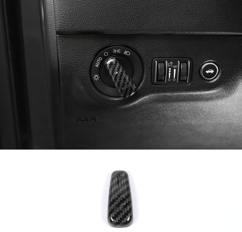 Jimen غطاء زر مفتاح المصباح الأمامي (ألياف الكربون) ل دودج تشالنجر 2015+، ل دودج تشارجر 2010+، ل دودج دورانجو 2011+ - Image 1